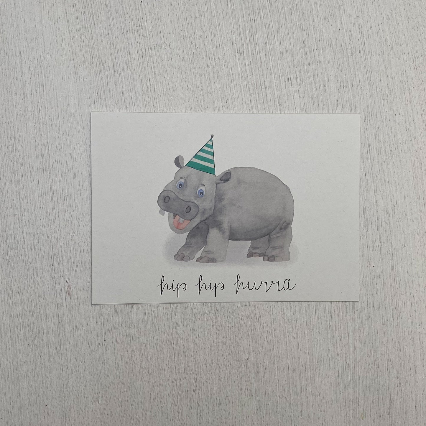 Karte Geburtstag "Hip Hip Hurra" Nilpferd DIN A6 Klappkarte