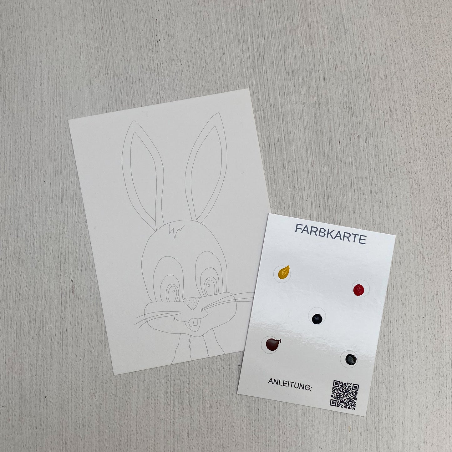 DIY Aquarellkarte Ostermotiv zum selbst ausmalen inkl. Aquarellfarbkarte DIN A6